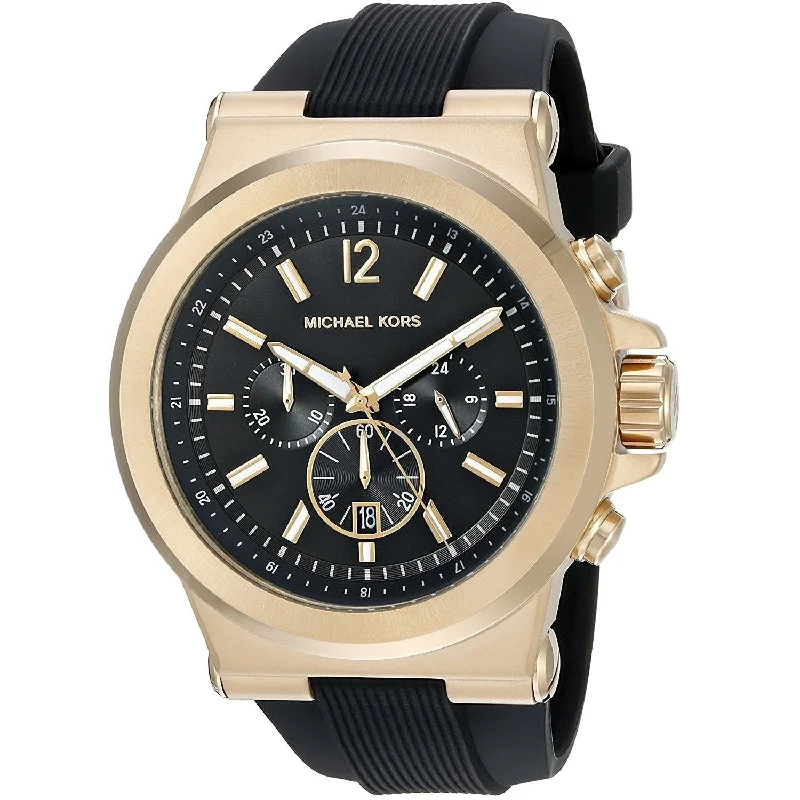 Men's Chronograph Watches for Pilots-Michael Kors Men's MK8445 Dylan Chronograph Black Silicone Watch
