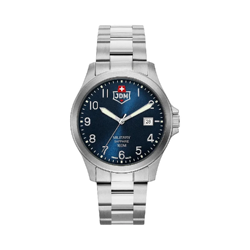Men's Military Watches with Dance Companies-JDM Military Alpha I Gents Military Watch JDM-WG001-05 – Swiss Made, Sapphire Crystal, 10 ATM Water Resistance, Date Function