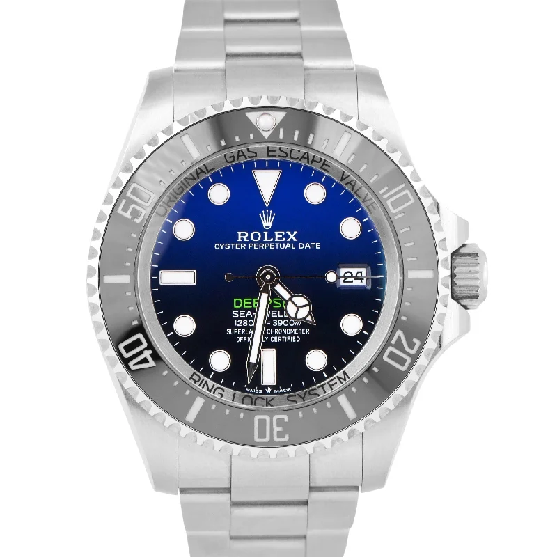 Women's Rolex Analog Design Watches-MINT 2024 PAPERS Rolex Sea-Dweller Deepsea JAMES CAMERON Blue 44mm 136660 BOX