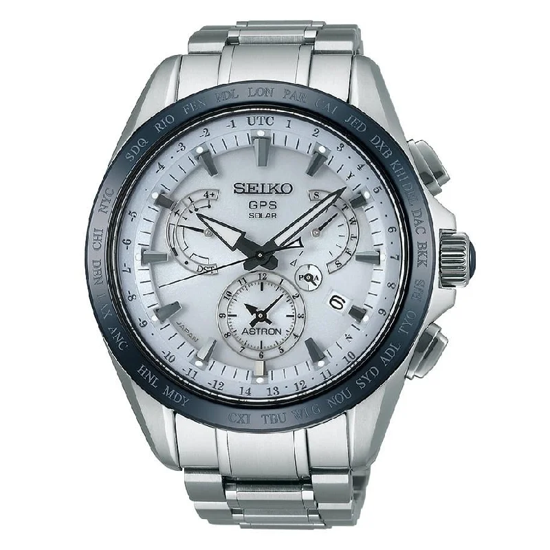 Men's Chronograph Watches for Temperature Monitoring-Seiko Men's SSE047 Astron GPS Solar Chronograph World Time Titanium Watch