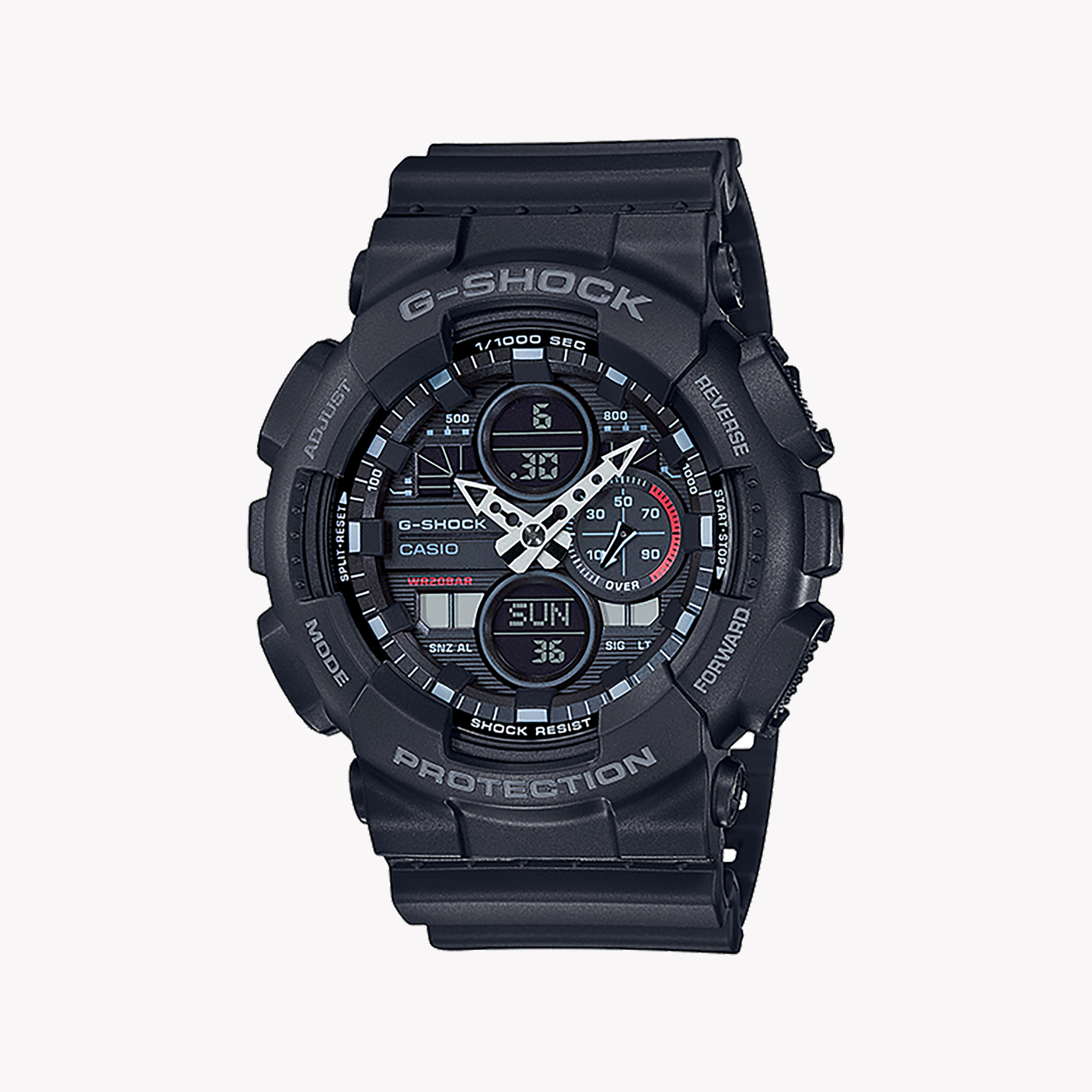 Digital Watches for Men with Compass Feature-CASIO G-SHOCK GA-140-1A1DR - DURABLE ELEGANCE MEN'S SPORT WATCH with Black Resin & Bold Digital Dial
