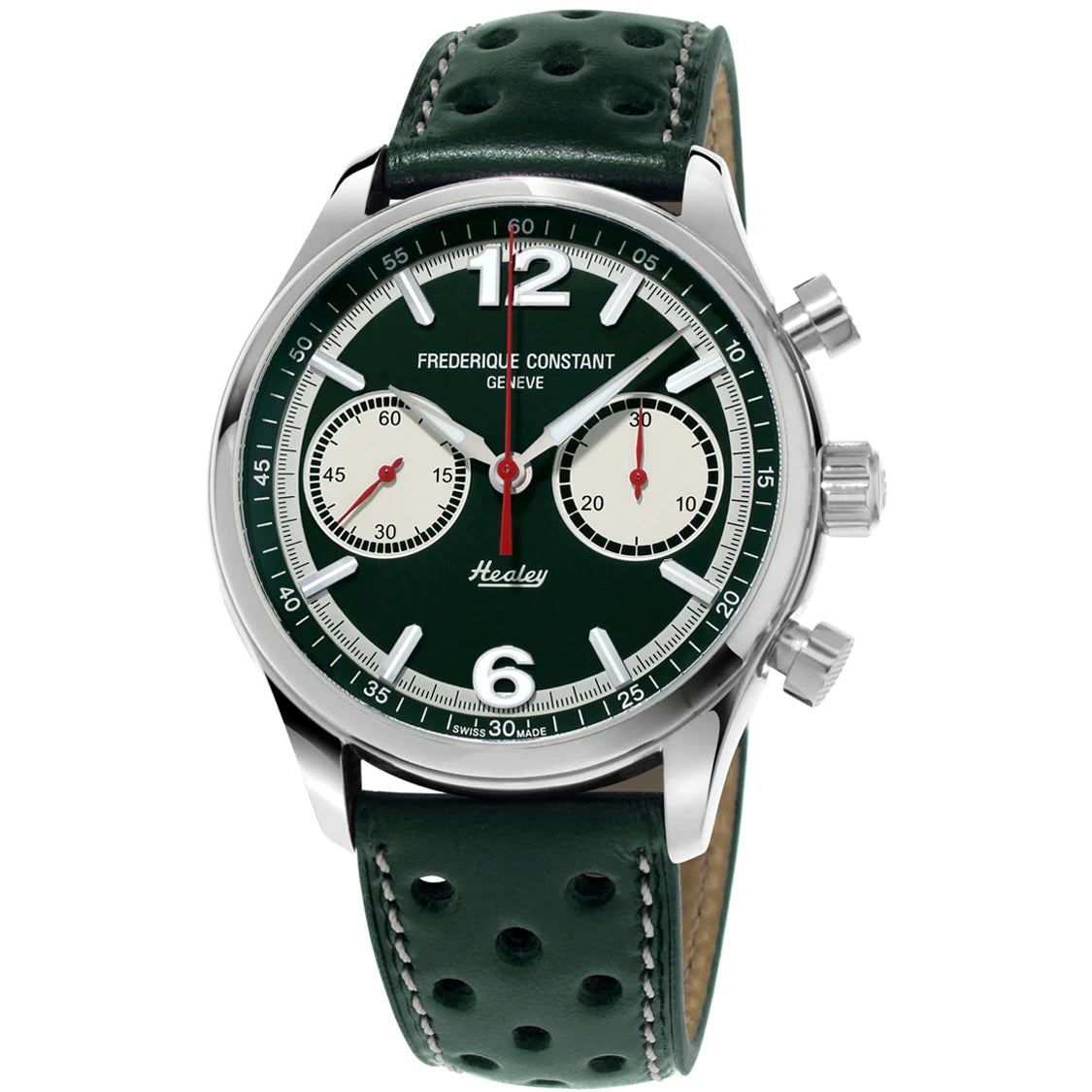 Men's Digital Style Dress Watches with Modern Looks-Frederique Constant Vintage Rally Healey Chrono Automatic Men's Green Watch FC-397HGR5B6