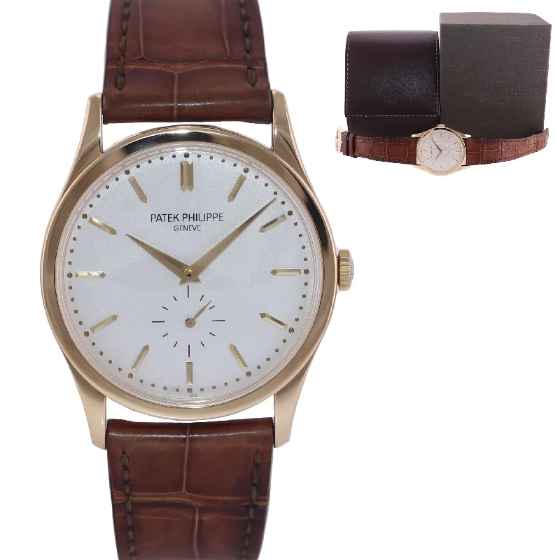 Women's Patek Philippe Engagement Design Watches-MINT Patek Philippe 5196J 37mm Yellow Gold Calatrava Brown Leather Watch Box