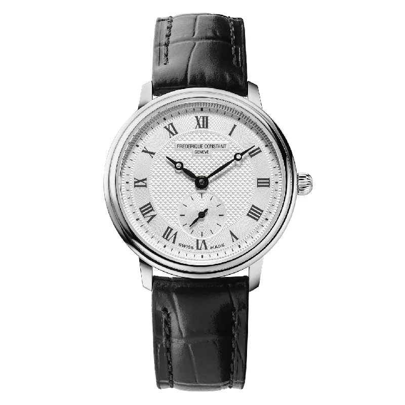 Men's Minimalist Dress Watches for Modern Style-Frederique Constant Ladies Fc Slimline Small Seconds Black Watch FC-235M1S6