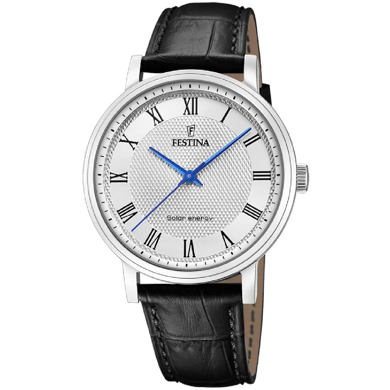 Men's Italian Made Dress Watches for Fashionable Designs-Festina Solar Energy Men's Black Watch F20660/3