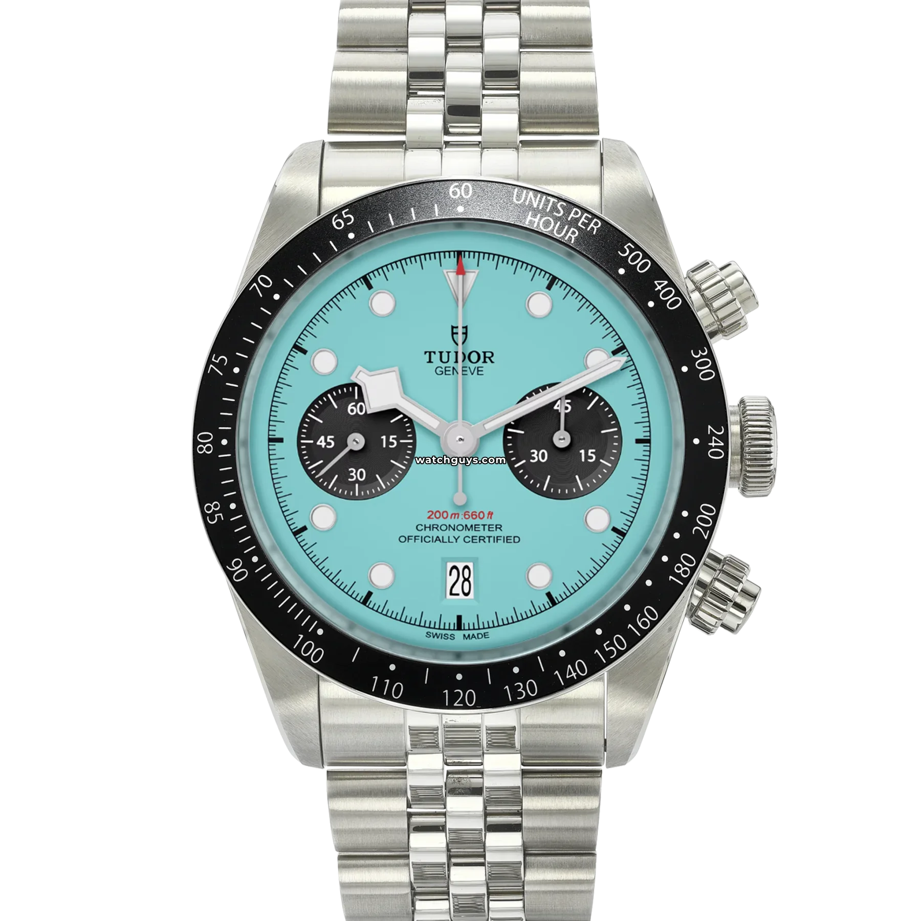 Women's Rolex Tonneau Case Style Watches-Tudor Black Bay Chrono 79360N Flamingo Blue