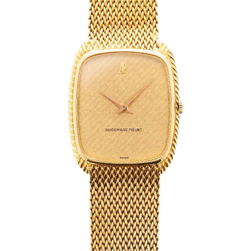 Men's Audemars Piguet Gift Watches-Audemars Piguet Yellow Gold Bracelet Watch with Rare Striped Dial