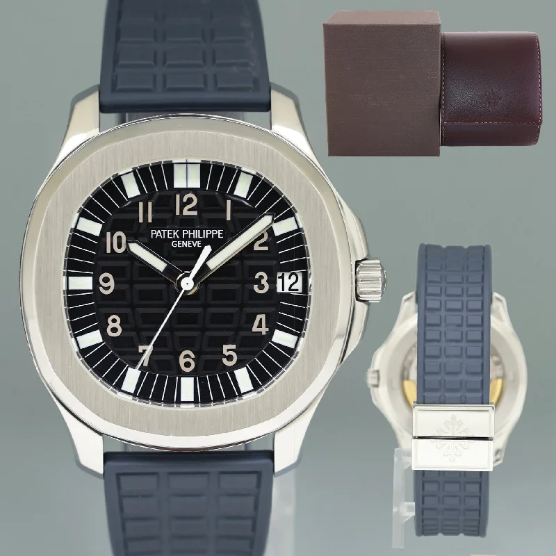 Women's Patek Philippe Small Size Style Watches-Mint Patek Philippe Steel Aquanaut Blue Rubber Tropical JUMBO 5065a 38mm Watch