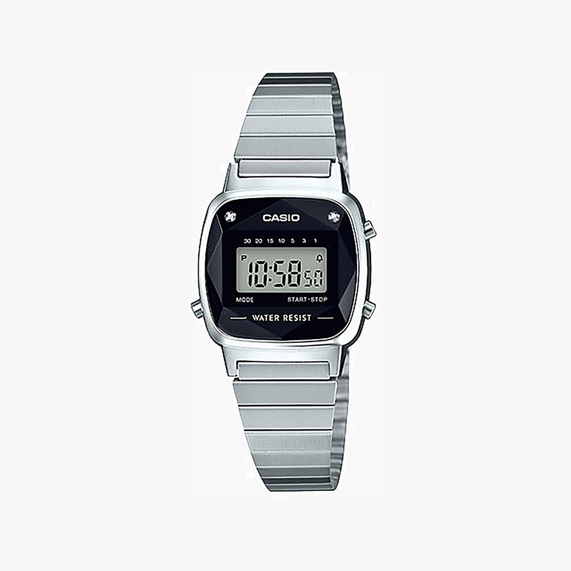 Men's Digital Watches for Timeless Style-CASIO LA670WAD-1DF CHIC SPORTY ELEGANCE - FUNCTIONAL WOMEN'S DIGITAL WATCH with stainless steel band and sleek silver case