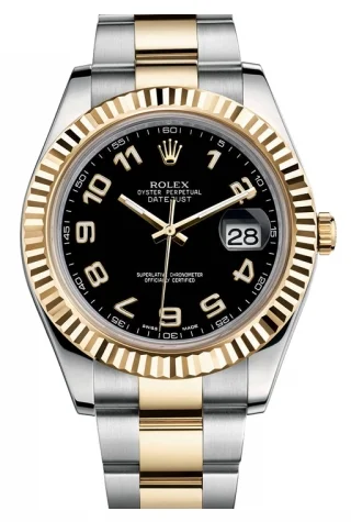 men's Rolex watches with diamond bezel -​Rolex - Datejust II 41mm - Steel and Yellow Gold - Fluted Bezel (116333)