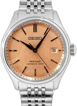 Men's Seiko Summer Style Watches-Presage Classic Series Salmon Pink Ref. SARX125