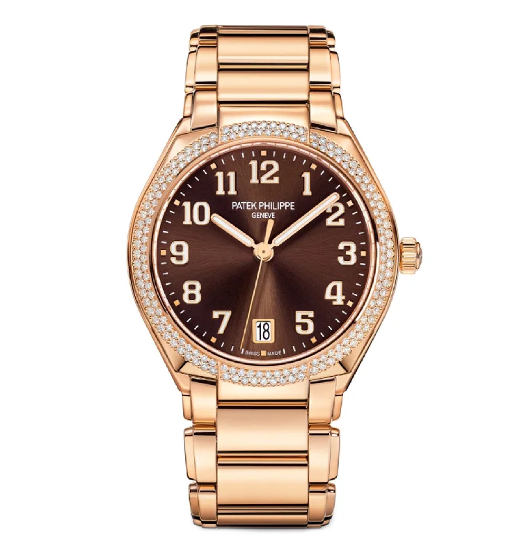 Men's Patek Philippe Watches with Smart Features-36mm 18k Rose Gold Brown Dial Diamond Bezel Automatic Men's Patek Philippe Watches with Smart Features-36mm 18k Rose Gold Brown Dial Diamond Bezel Automatic