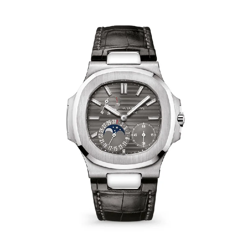 Men's Patek Philippe Watches for Temperature Monitoring-NAUTILUS 5712G MOONPHASE WHITEGOLD GREY DIAL (2018)