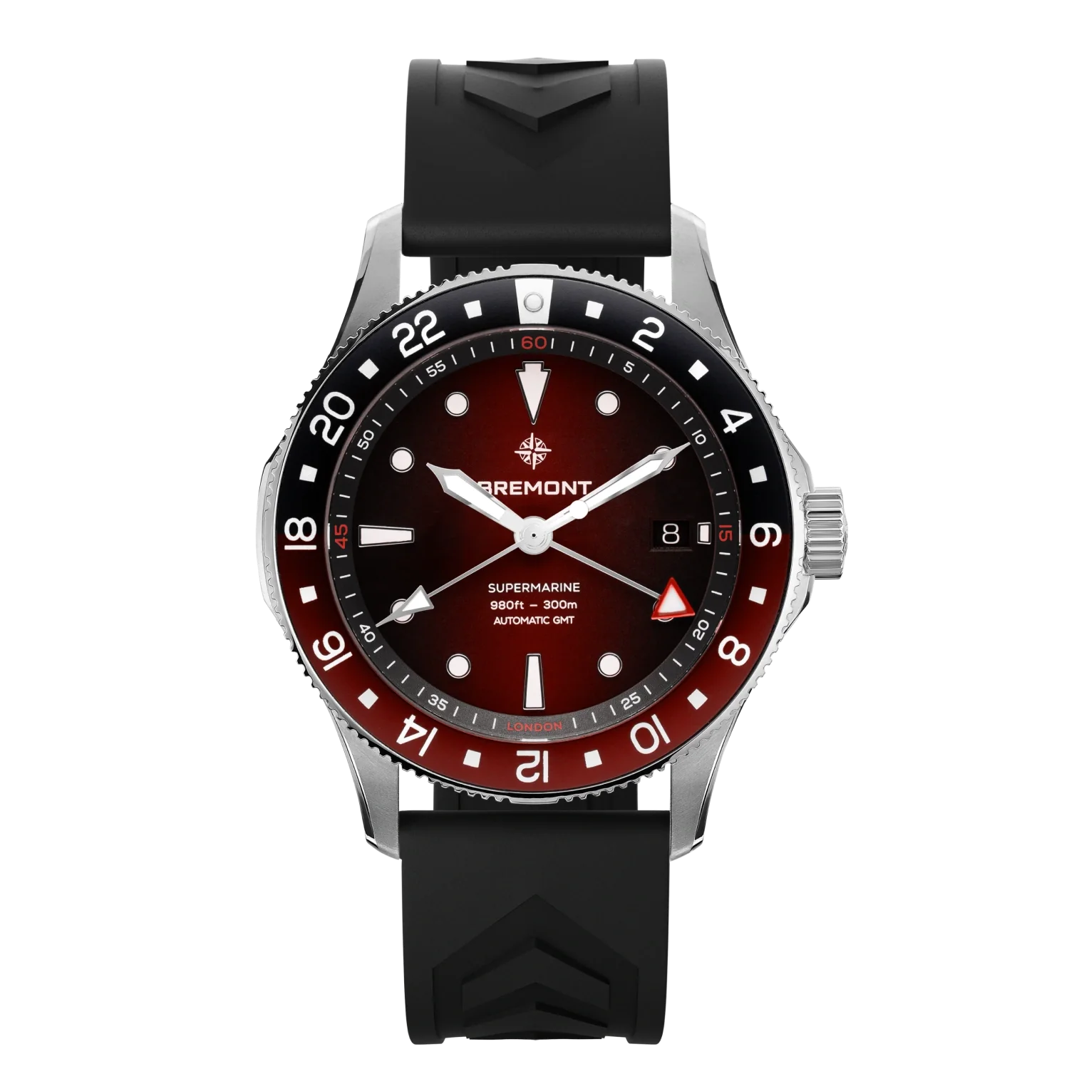 Men's Military Watches with Negotiation Services-Supermarine 300M GMT, 'Ember' Red
