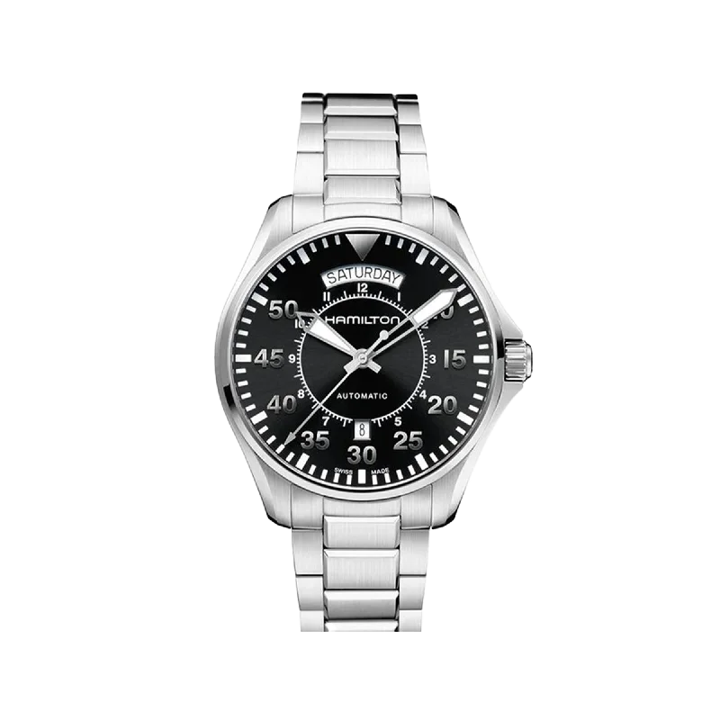 Women's Pilot Watches for Mountain Climbing-Hamilton Khaki Aviation Pilot Day Date Auto