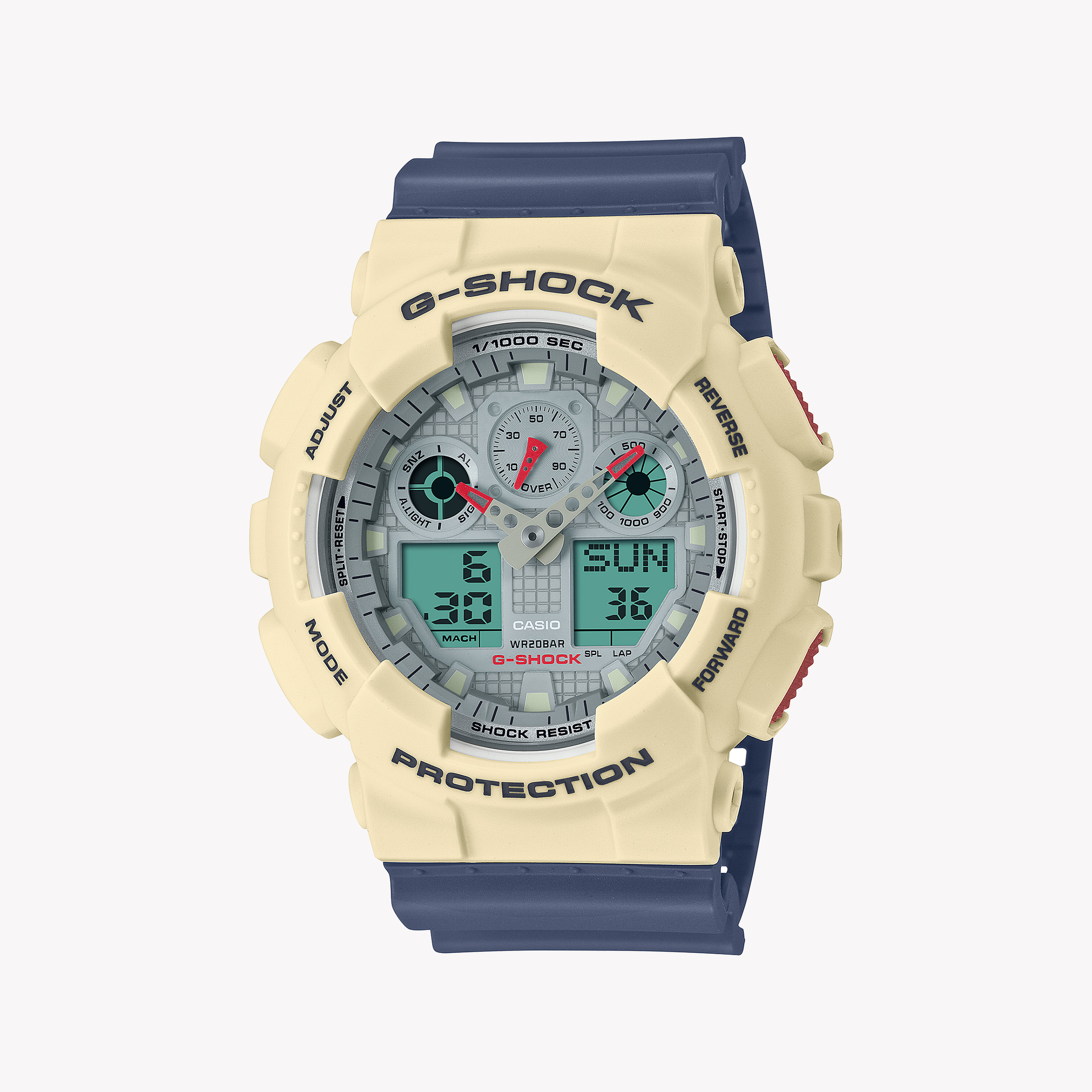 Men's Digital Watches with Anniversary Edition-G-SHOCK Men's White Resin Watch, Digital Dial | GA-100PC-7A2DR