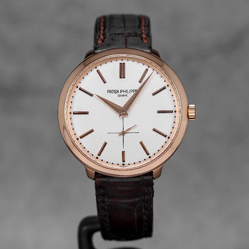 Men's Patek Philippe Watches with Thermometer Function-CALATRAVA 5123R ROSEGOLD SILVER DIAL (WATCH ONLY)