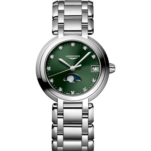 Women's Pilot Watches for Fitness Tracking-Longines Primaluna Green Dial Women 30.50mm