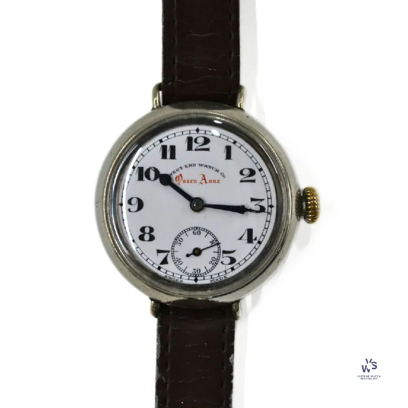 Men's Military Watches with Enhanced Durability-West End Watch Co. - Queen Anne - Sub-Seconds - Trench Style Wristwatch
