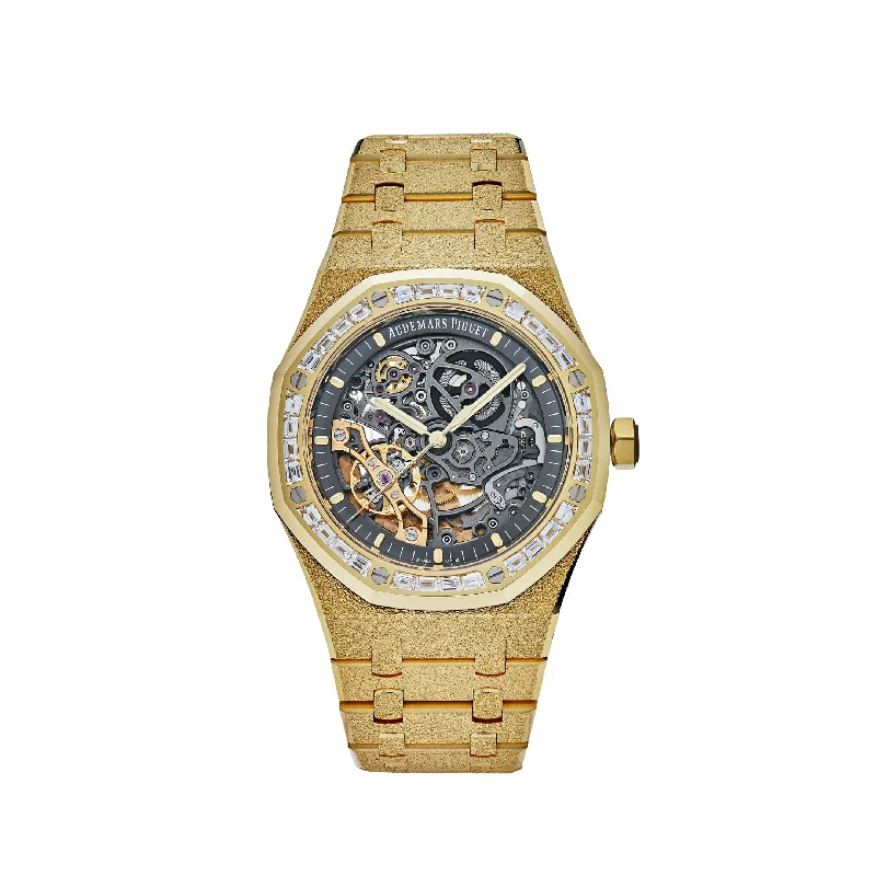 Men's Audemars Piguet Gift Design Watches-Audemars Piguet Royal Oak 15412BA.ZG.1224BA.01 Double Balance Wheel Frosted-Openworked Yellow Gold (2022)