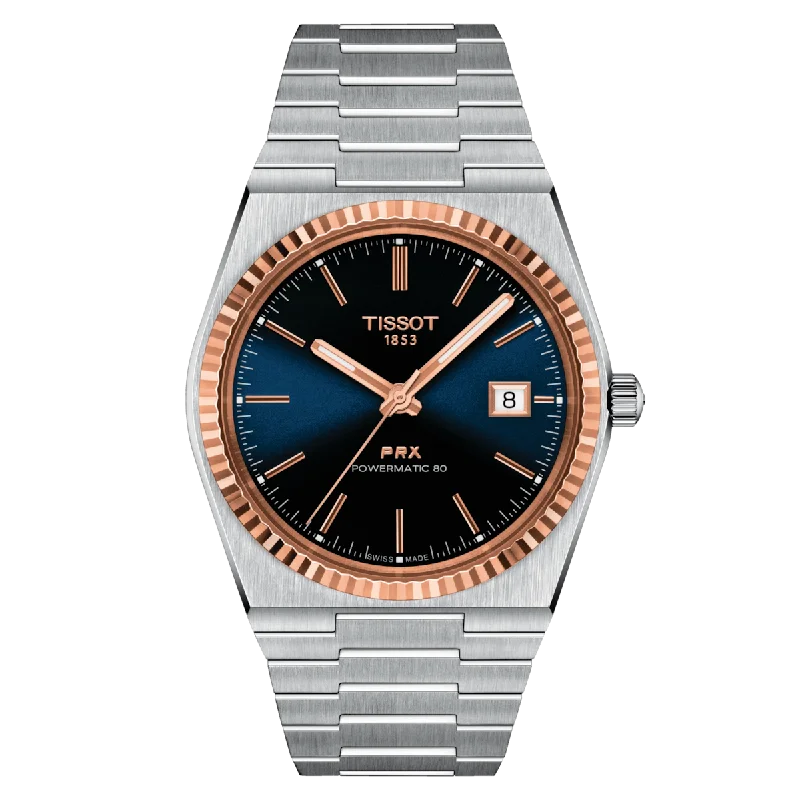 Women's Heritage Watches with UV Sensor-Tissot T-Gold Black & Blue Dial Men 40mm