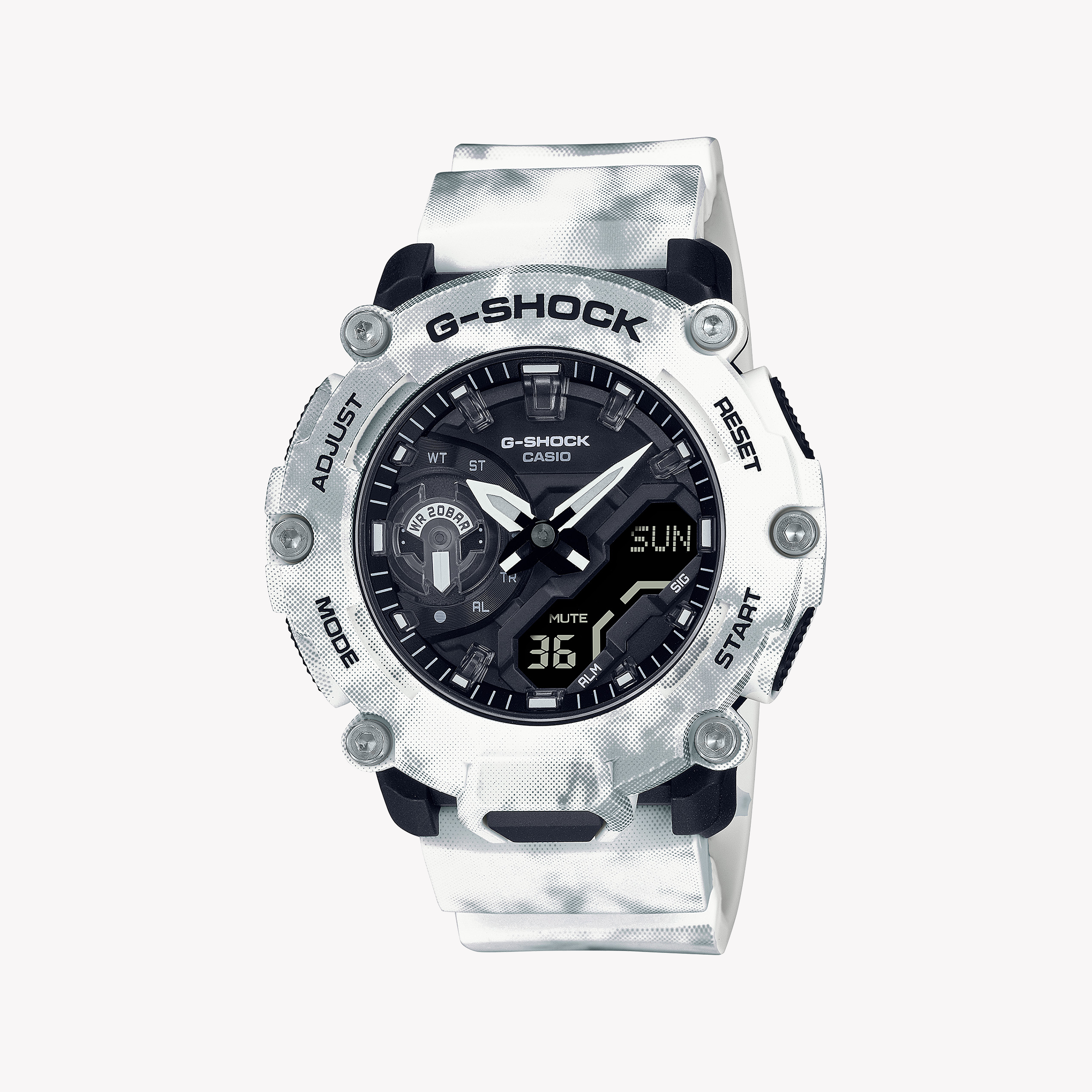 Men's Digital Watches for Modern Design-G-SHOCK Men's White Resin Watch, Digital Dial | GA-2200GC-7ADR
