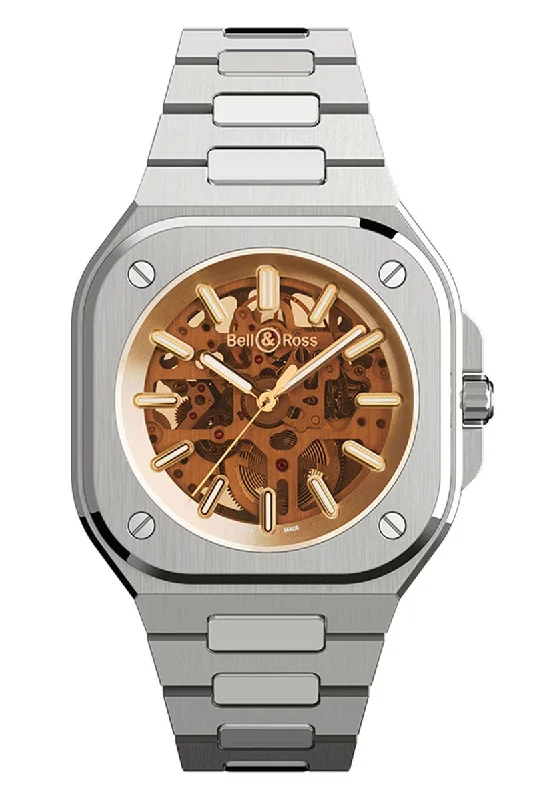 Men's Summer Dress Watches for Beach Weddings-Bell & Ross BR05 Skeleton Golden BR05A-CH-SKST/SST