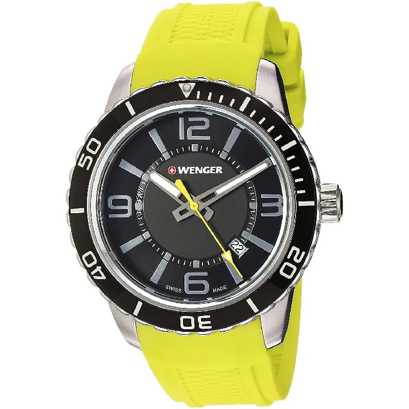 Men's Chronograph Watches for Workouts-Wenger Men's 01.0851.115 Roadster Yellow Silicone Watch