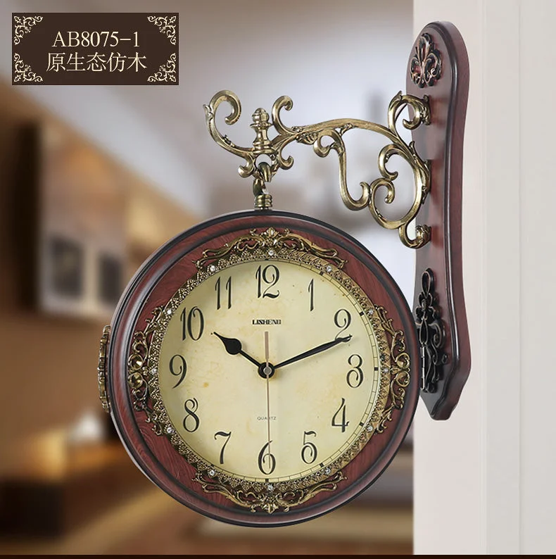 Alarm Clocks with Customizable Sounds-Lisheng European-style double-sided wall clock AB8075-1 (K)