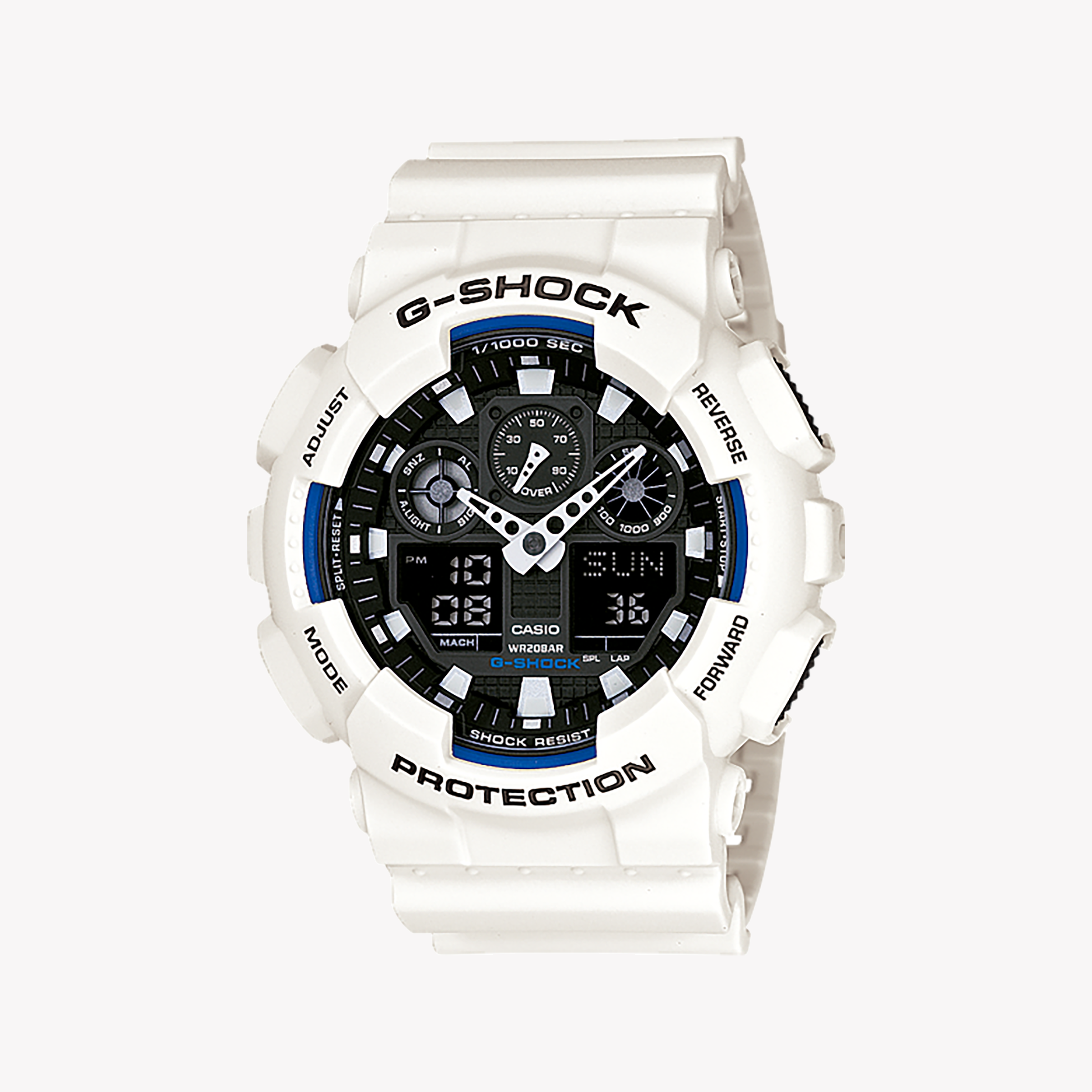 Men's Digital Watches for Law Enforcement-CASIO G-SHOCK GA100B-7A STYLISH ENDURANCE - MEN'S WHITE RESIN WATCH FOR ADVENTURE