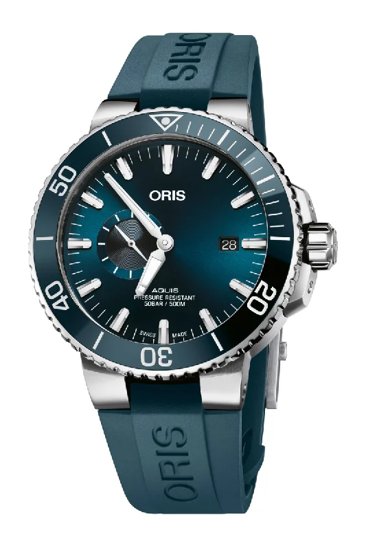 Men's Seasonal Style Dress Watches for Holiday Themes-Oris Aquis Small Seconds Date 45.5mm 01 743 7733 4155–07 4 24 69EB