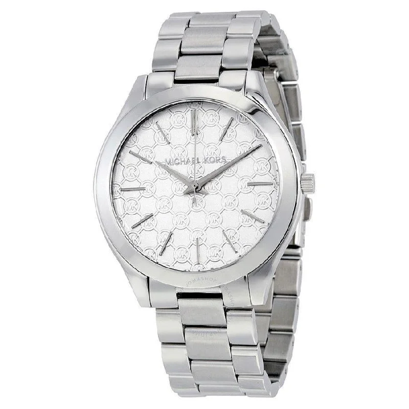 Women's Chronograph Watches for High-End Collectors-Michael Kors Women's MK3371 Slim Runway MK Logo Stainless Steel Watch