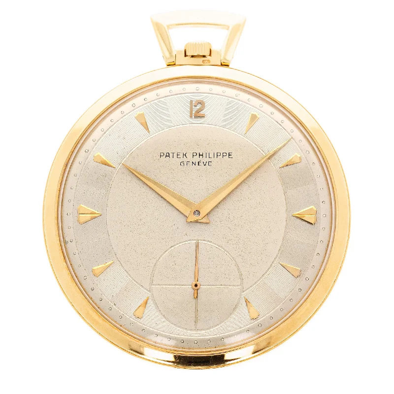 Men's Patek Philippe Watches with Vintage Inspiration-Patek Philippe Yellow Gold Pocket Watch with Guilloche Dial