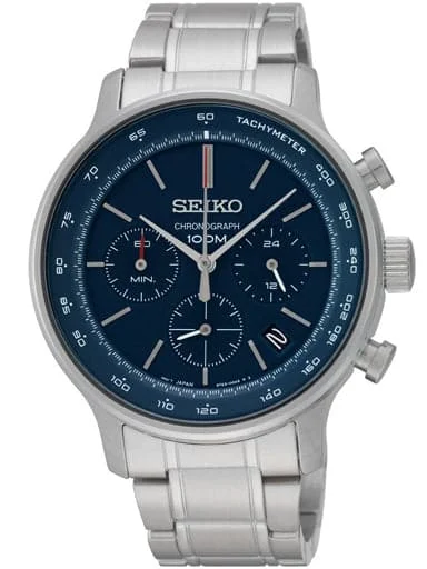 Men's Chronograph Watches with Personalized Engraving-Seiko Dress Ssb163P1