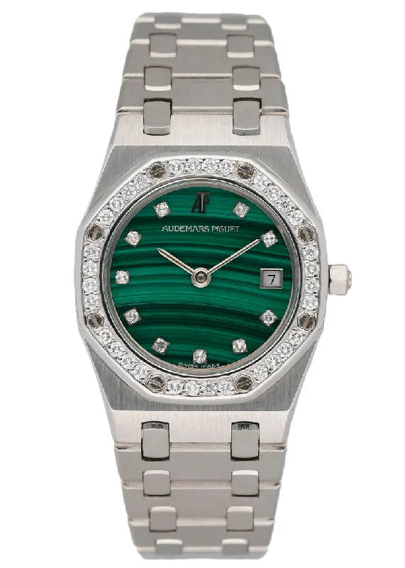 Men's Audemars Piguet Oval Case Style Watches-Audemars Piguet Royal Oak Malachite Dial Ladies Watch