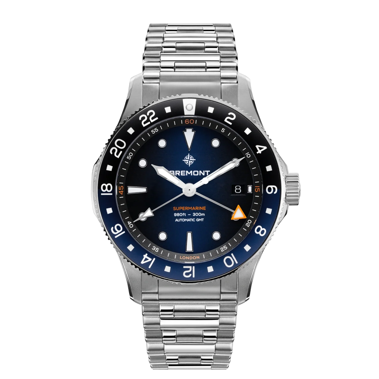 Men's Military Watches with Mediation Services-Supermarine 300M GMT, 'Glacier' Blue