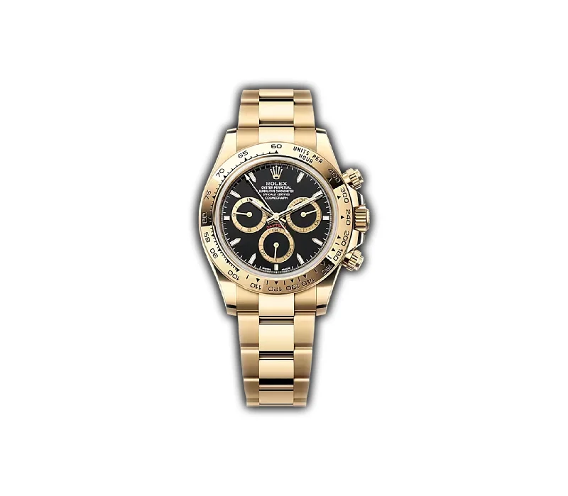 men's Rolex watches with skeleton dial -​40mm 18kt Yellow Gold Black Dial on Gold Bracelet New Caliber 4131