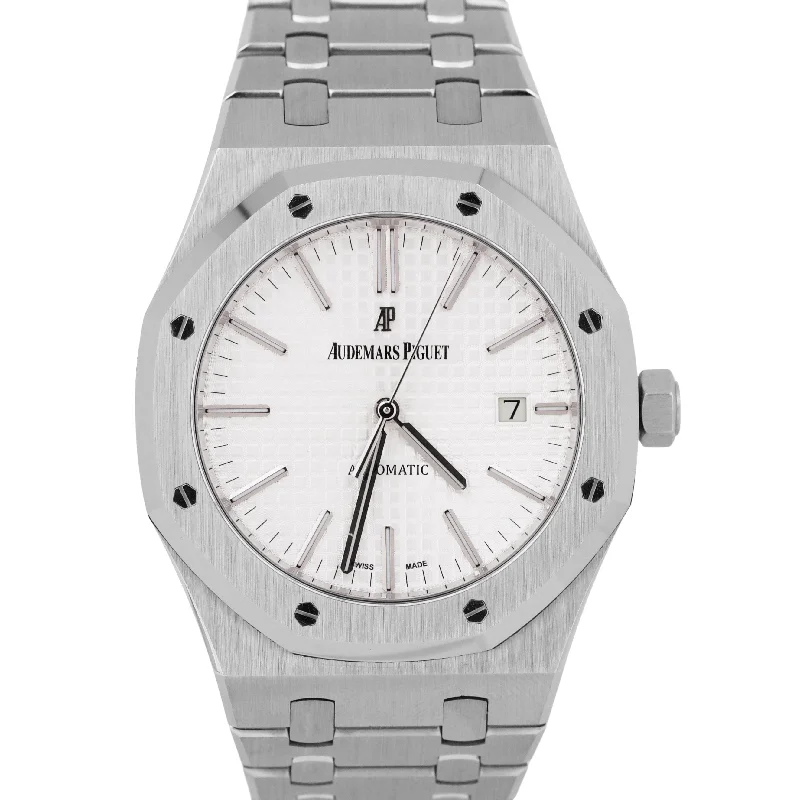 Audemars Piguet Medium Size Style Watches for Women-MINT Audemars Piguet Royal Oak White Steel 41mm Watch 15400ST.OO.1220ST.02