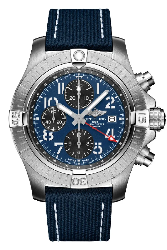 Men's Rectangular Case Dress Watches for Unique Shape-Breitling Avenger Chronograph GMT 45 A24315101C1X2