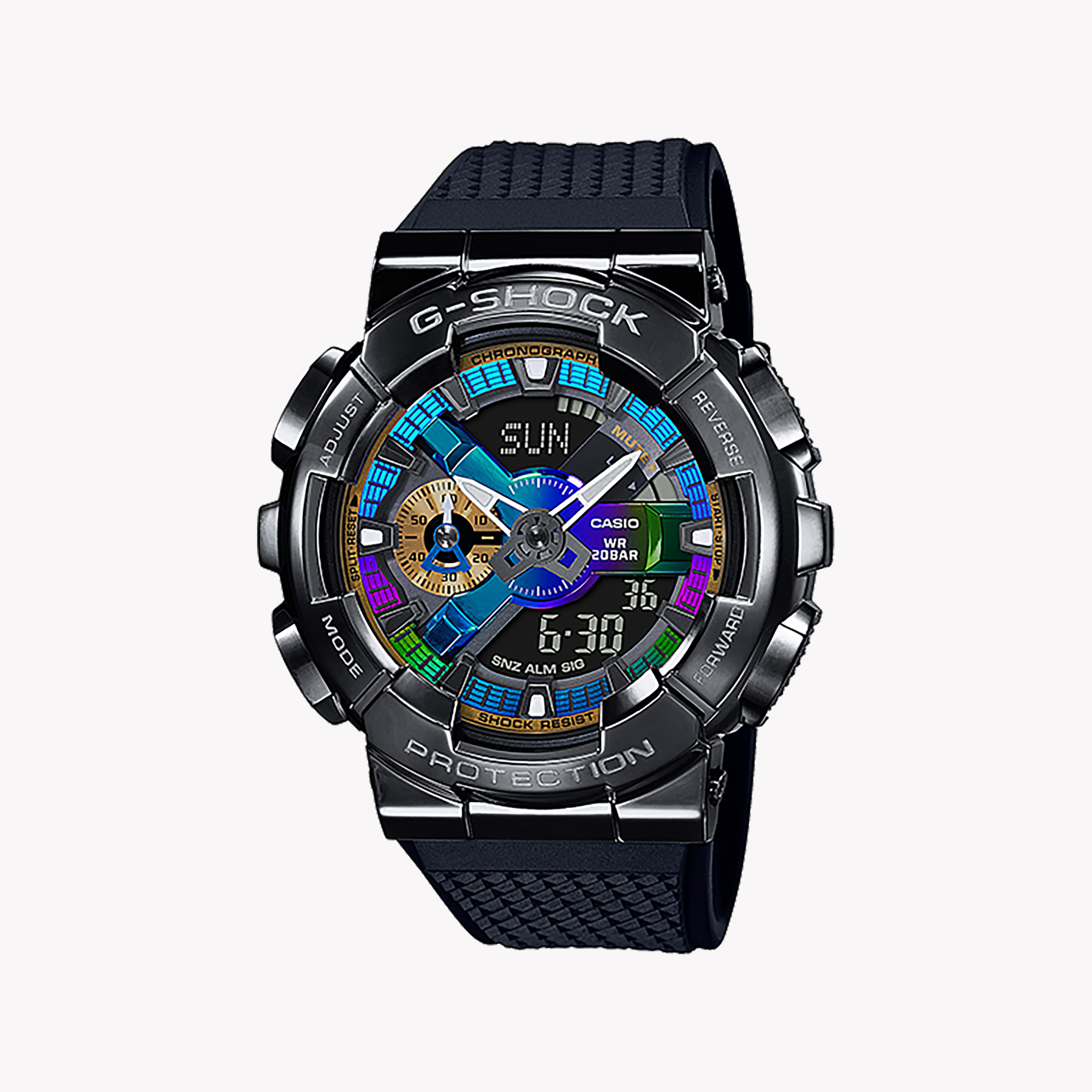 Men's Digital Watches with Barometer Calibration-CASIO G-SHOCK GM-110B-1ADR - RUGGED ELEGANCE MEN'S WATCH WITH BLACK STAINLESS STEEL & LED FUNCTIONALITY