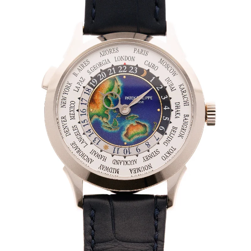 Men's Patek Philippe Watches with Luxury Materials-Patek Philippe White Gold World Time Enamel Watch Ref. 5231