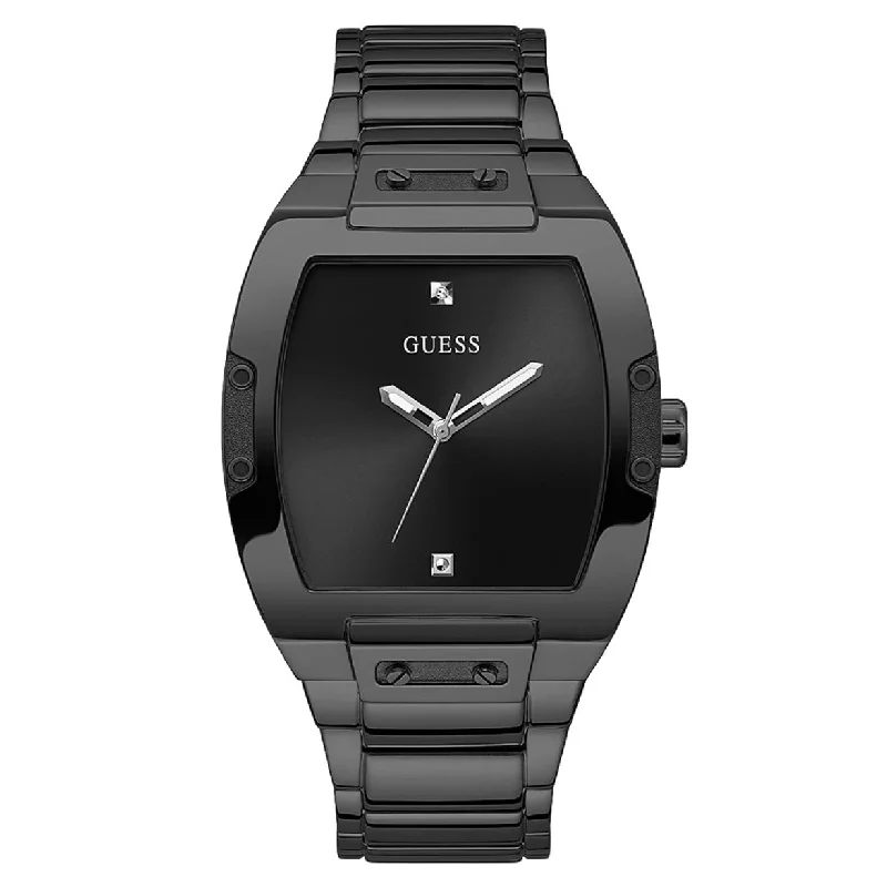 Women's Pilot Watches with Leather Straps-Guess Phoenix Black Dial Men 39mm