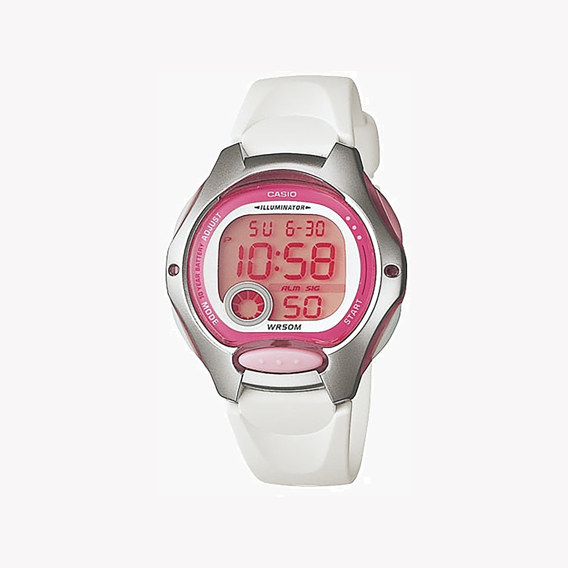 Men's Digital Watches for Customization-Casio Unisex White Resin Watch, Sporty Elegance | LW-200-7AVDF
