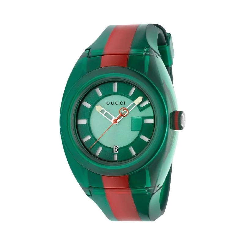 Men's Chronograph Watches with Special Edition-Gucci Men's YA137113 Sync Two-Tone Rubber Watch
