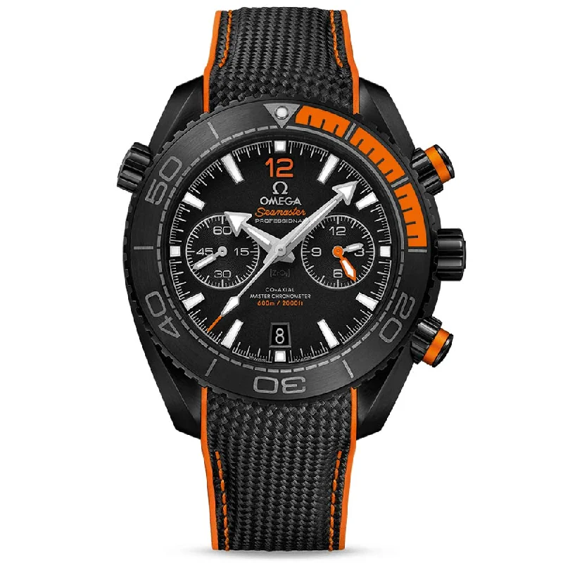 Women's Chronograph Watches with Heart Rate Monitoring-OMEGA Seamaster Planet Ocean 600M 45.5mm Black Dial Automatic Chronograph Gents Watch 21592465101001