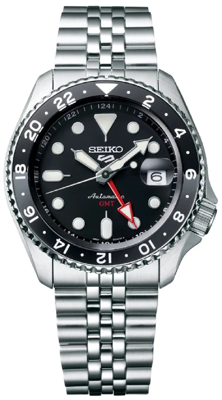men's Rolex watches with ruby bezel -​Seiko 5 SSK001K1 Sports Black Grape GMT Automatic Watch for Men