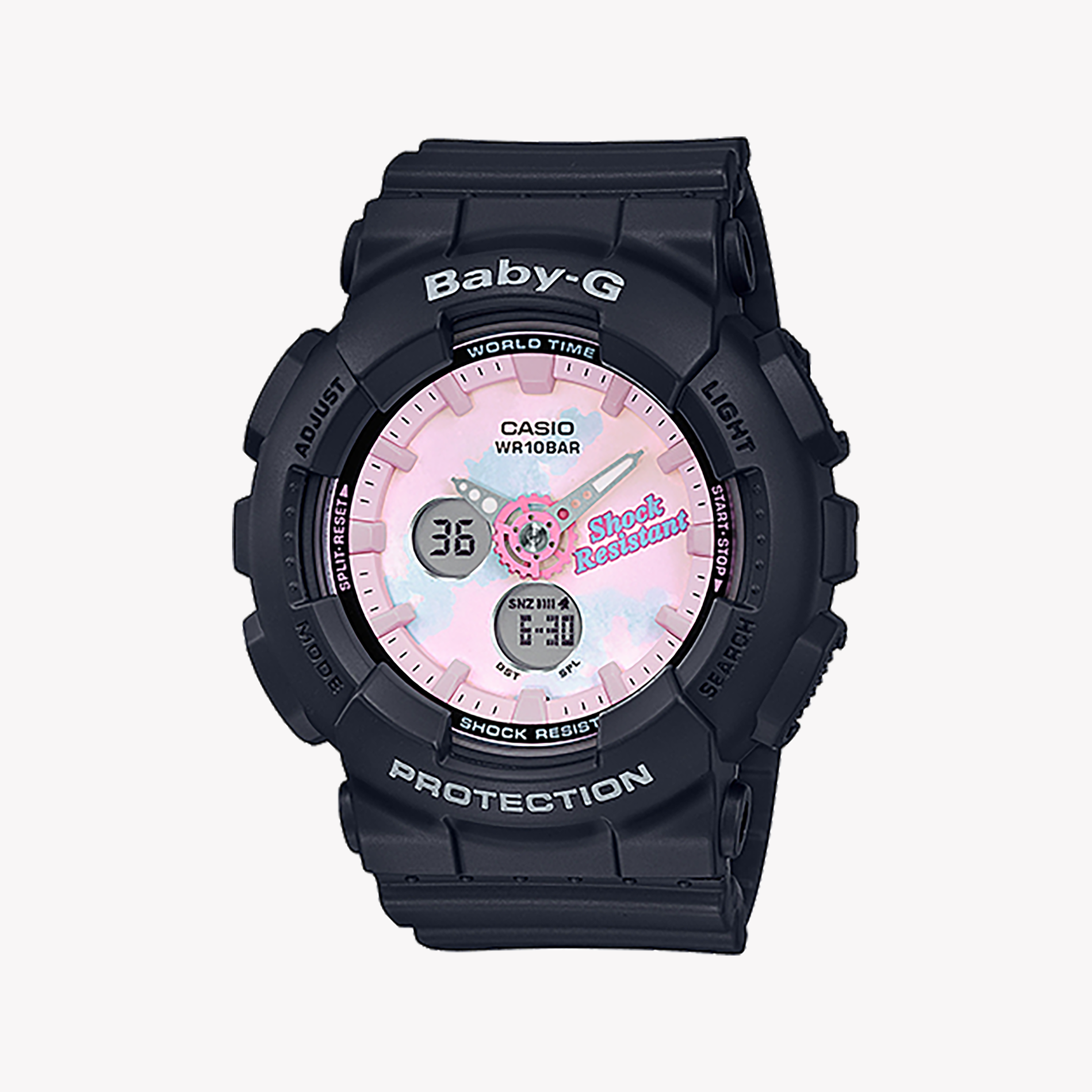 Men's Digital Watches for Birthday Gifts-BA-120T-1ADR BABY-G BOLD ADVENTURER - SPORTY ELEGANCE WOMEN'S WATCH with Black Resin Band and Digital Dial