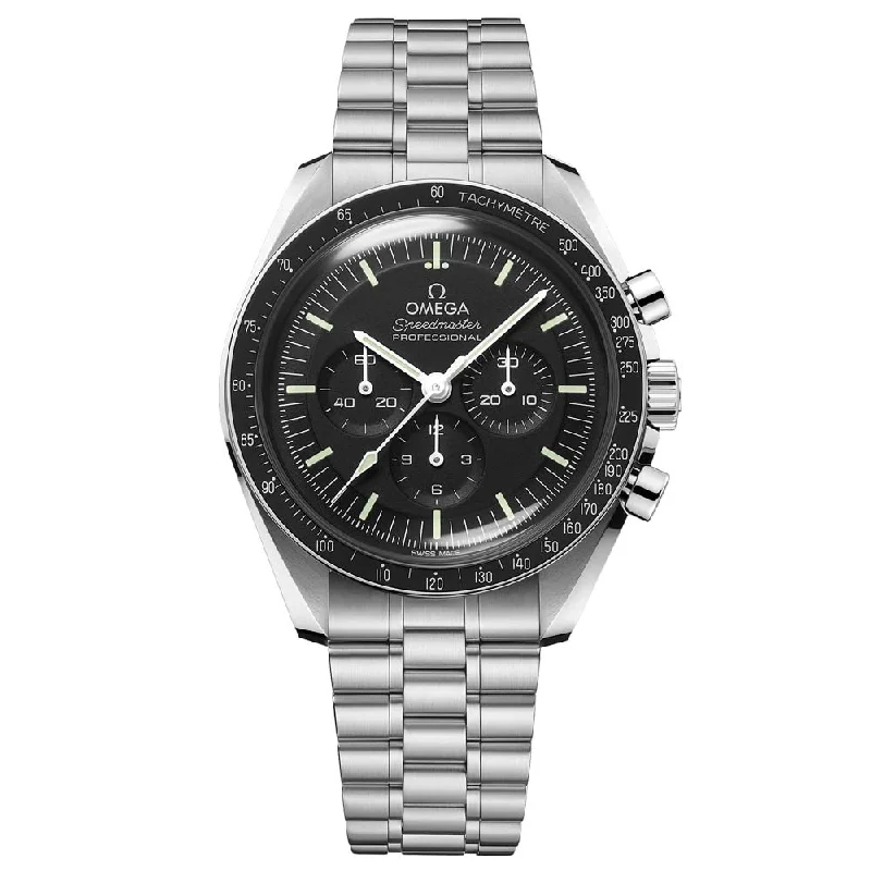 Women's Chronograph Watches for Law Enforcement-OMEGA Speedmaster Moonwatch Professional Chronograph 42mm Black Dial Manual Wound Gents Watch 31030425001001