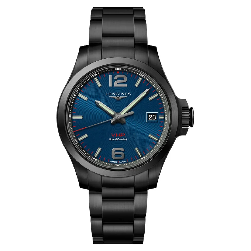 Women's Pilot Watches for Emergency Signaling-Longines Conquest V.H.P Blue dial Men 41mm