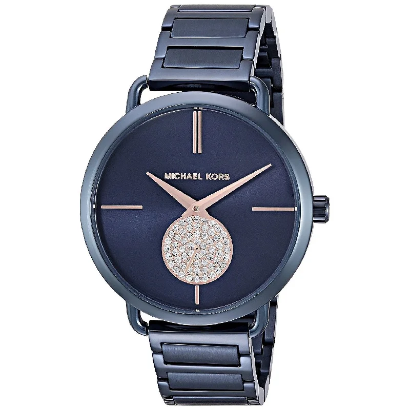 Women's Chronograph Watches with Minimalist Style-Michael Kors Women's MK3680 Portia Crystal Blue Stainless Steel Watch